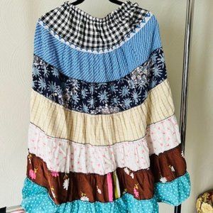 Patchwork Maxi Skirt. 7 Tier.